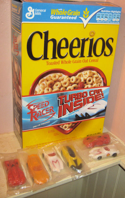 Speed Racer Cheerios Cereal Box w/ 7 Speed Racer Cars & Mach 5 Cereal ...